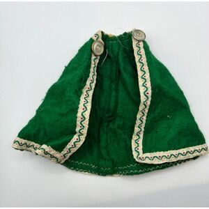 Vintage Green Felt Doll Cloak European Medieval Folklore Dress Up‎ Handmade